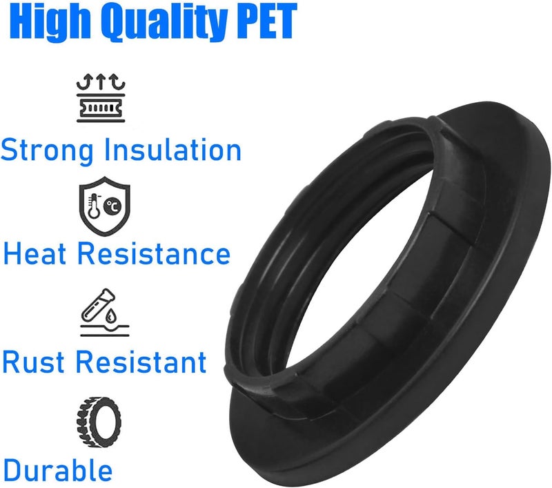 LUORNG 6PCS E14/E12 Lamp Shade Rings, Retaining Rings for Glass Lamp Shades/Light Fixtures, White(OD 43mm, ID 26mm) Black - Image 5